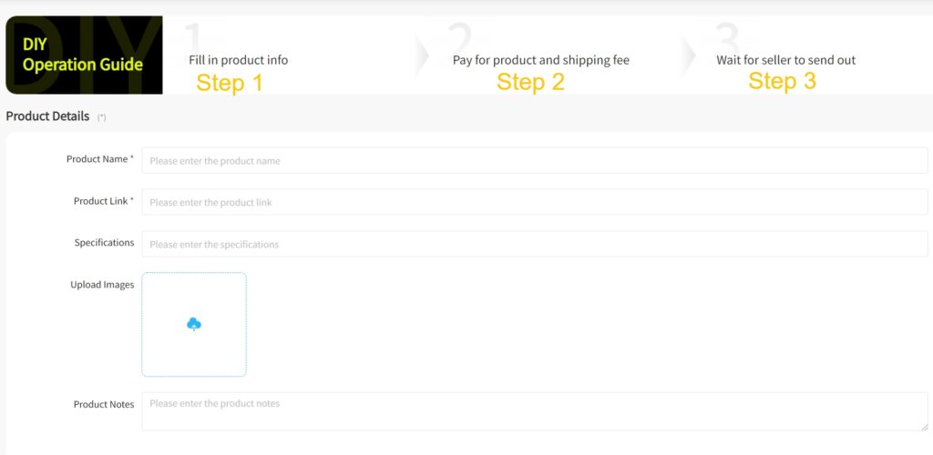 Official DIY Order form for a link that cannot be read